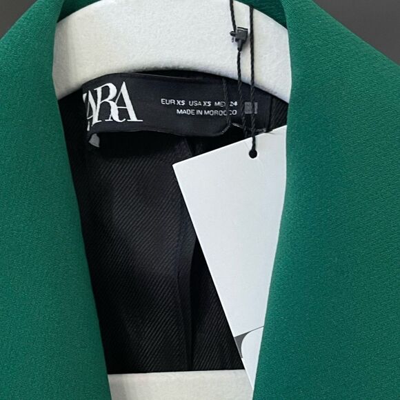 NWT  WOMEN'S DOUBLE BREASTED LONG BLAZER DRESS Green SIZE XS - Picture 7 of 11